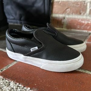 Toddler Vans - Black Faux Leather Slip Ons